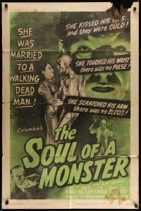 3p791 SOUL OF A MONSTER 1sh R49 blood-chilling horror, she was married to a walking dead man!
