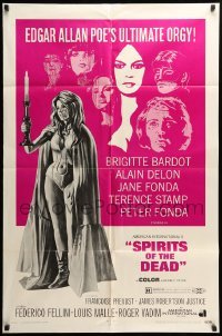 3p798 SPIRITS OF THE DEAD 1sh '69 Federico Fellini, Reynold Brown artwork of sexy Jane Fonda!