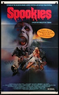 3p800 SPOOKIES 25x41 1sh '87 great horror art of zombies attacking sexy girl by Richard Corben!
