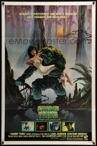 3p848 SWAMP THING 1sh '82 Wes Craven, Richard Hescox art of him holding sexy Adrienne Barbeau!