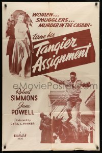 3p859 TANGIER ASSIGNMENT 1sh R60s Simmons and Powell, women, smugglers, murder in the Casbah!