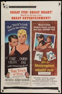 3p886 THAT TOUCH OF MINK/TO KILL A MOCKINGBIRD 1sh '67 Cary Grant/Gregory Peck double bill!
