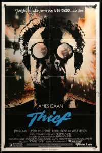 3p893 THIEF 1sh '81 Michael Mann, really cool image of James Caan w/goggles!