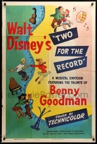 3p942 TWO FOR THE RECORD style A 1sh '54 Disney musical cartoon with Goodman, from Make Mine Music!