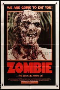 3p999 ZOMBIE 1sh '80 Zombi 2, Lucio Fulci classic, gross c/u of undead, we are going to eat you!