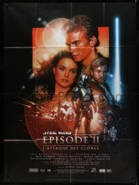 3r060 ATTACK OF THE CLONES French 1p '02 Star Wars Episode II, great montage art by Drew Struzan!