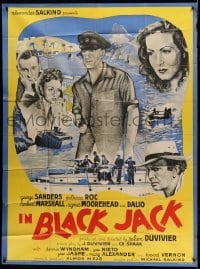 3r087 BLACK JACK French 1p '52 George Sanders, Herbert Marshall, Patricia Roc, Chartier art!