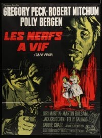 3r119 CAPE FEAR French 1p '62 Gregory Peck, Robert Mitchum, classic film noir, cool different art!