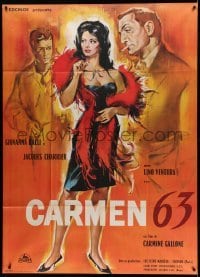 3r124 CARMEN DI TRASTEVERE French 1p '63 art of sexy Giovanna Ralli, Lino Ventura & Charrier!