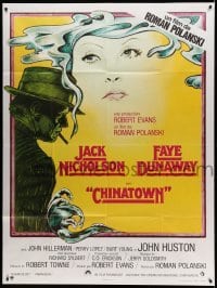 3r131 CHINATOWN French 1p R70s art of Jack Nicholson & Faye Dunaway by Jim Pearsall, Roman Polanski