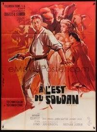 3r188 EAST OF SUDAN French 1p '65 Anthony Quayle, Sylvia Syms, first Jenny Agutter, Ghirardi art!
