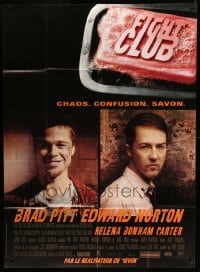3r225 FIGHT CLUB French 1p '99 portraits of Edward Norton and Brad Pitt + bar of soap!