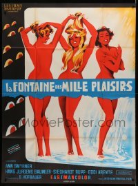 3r243 FOUNTAIN OF LOVE French 1p '68 barest, bawdiest sex, art of three sexy nude teens covorting!