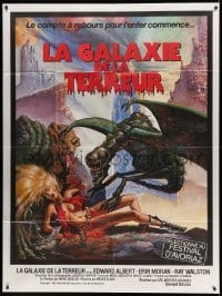 3r255 GALAXY OF TERROR French 1p '81 great Charo fantasy artwork of monsters attacking sexy girl!
