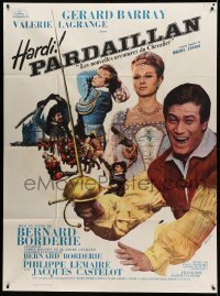 3r257 GALLANT MUSKETEER French 1p '64 great image of hero Gerard Barray & pretty Valerie Legrange!