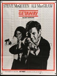 3r263 GETAWAY French 1p '73 cool image of Steve McQueen & Ali McGraw with guns, Sam Peckinpah!