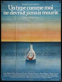 3r288 GUY LIKE ME SHOULD NEVER DIE French 1p '76 art of man in bottle at sea by Jean-Michel Folon!
