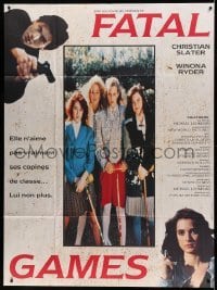3r295 HEATHERS French 1p '91 Fatal Games, really young Winona Ryder & Christian Slater!
