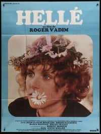 3r299 HELLE French 1p '72 Roger Vadim, close up of Gwen Welles with flower in her mouth!