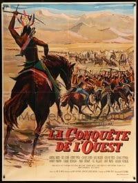 3r313 HOW THE WEST WAS WON Cinerama French 1p '64 John Ford epic, great different Brini art, rare!