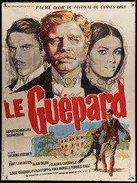 3r361 LEOPARD French 1p '63 Visconti's Il Gattopardo, Burt Lancaster, different art by Gonzalez!