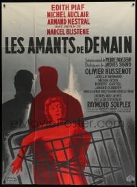3r362 LES AMANTS DE DEMAIN French 1p '59 Paul Colin art of Edith Piaf tied to bed frame!