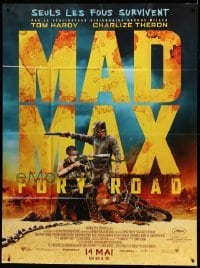 3r388 MAD MAX: FURY ROAD advance French 1p '15 great image of Tom Hardy & Charlize Theron!