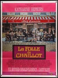 3r390 MADWOMAN OF CHAILLOT French 1p '70 art of Katharine Hepburn & others sitting outside cafe!