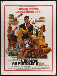 3r395 MAN WITH THE GOLDEN GUN CinePoster REPRO French 1p 1985 art of Moore as James Bond by McGinnis!