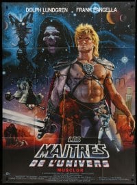 3r402 MASTERS OF THE UNIVERSE French 1p '87 Dolph Lundgren as He-Man, different Jean Mascii art!