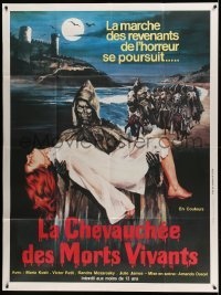 3r432 NIGHT OF THE SEAGULLS French 1p '77 wild different art of zombie knight carrying girl!