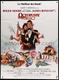 3r437 OCTOPUSSY French 1p '83 art of sexy Maud Adams & Roger Moore as James Bond by Goozee!