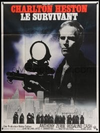 3r439 OMEGA MAN French 1p '71 best different image of Charlton Heston with huge gun over city!