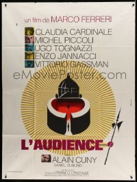 3r453 PAPAL AUDIENCE French 1p '73 L'udienza, Claudia Cardinale, cool artwork by Ferracci!