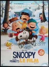 3r461 PEANUTS MOVIE advance French 1p '15 great image of Charlie Brown, Snoopy & more!