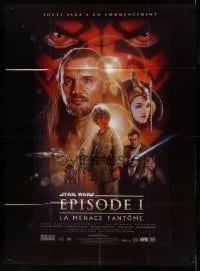 3r470 PHANTOM MENACE style B French 1p '99 George Lucas, Star Wars Episode I, art by Drew Struzan!