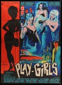 3r475 PLAYGIRLS OF FRANKFURT French 1p '66 Belinsky art of German prostitutes & sexy silhouette!