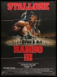 3r495 RAMBO III French 1p '88 Sylvester Stallone returns as John Rambo, cool different Casaro art!