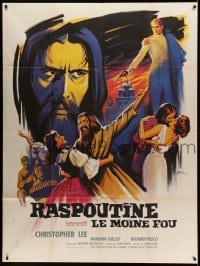 3r496 RASPUTIN THE MAD MONK French 1p '66 best different art of Christopher Lee by Boris Grinsson!