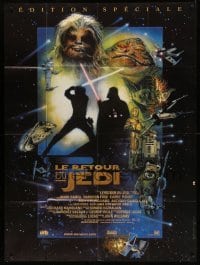 3r508 RETURN OF THE JEDI French 1p R97 George Lucas classic, cool montage art by Drew Struzan!
