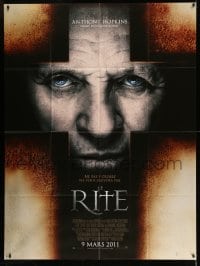 3r516 RITE advance French 1p '11 creepy close of Anthony Hopkins in cross, religious horror!