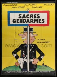 3r527 SACRES GENDARMES French 1p '80 great Chakir cartoon art of good cop & bad cop!