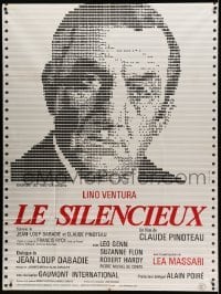 3r551 SILENT ONE style A French 1p '74 Charles Rau art of Lino Ventura on dot matrix printer paper!