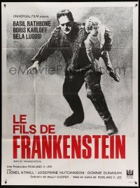 3r562 SON OF FRANKENSTEIN French 1p R69 cool full-length image of Boris Karloff carrying child!