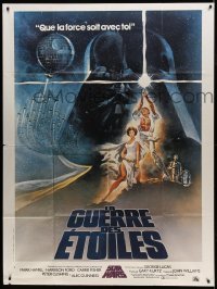 3r580 STAR WARS French 1p '77 George Lucas classic sci-fi epic, great art by Tom Jung!