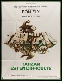 3r591 TARZAN & THE PERILS OF CHARITY JONES French 1p '74 Ron Ely as Tarzan, jungle artwork!