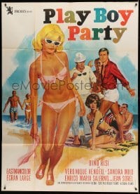 3r647 WEEKEND WIVES French 1p '66 sexy Jean Mascii art of Italian beach Play Boy Party!