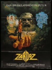 3r672 ZARDOZ French 1p '74 fantasy art of Sean Connery, who has seen the future & it doesn't work!