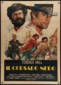 3r784 BLACKIE THE PIRATE Italian 1p '71 great art of Terence Hill & Bud Spencer on ship!