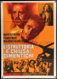 3r803 CASE IS CLOSED, FORGET IT Italian 1p '74 cool art of Franco Nero looming over rioters!